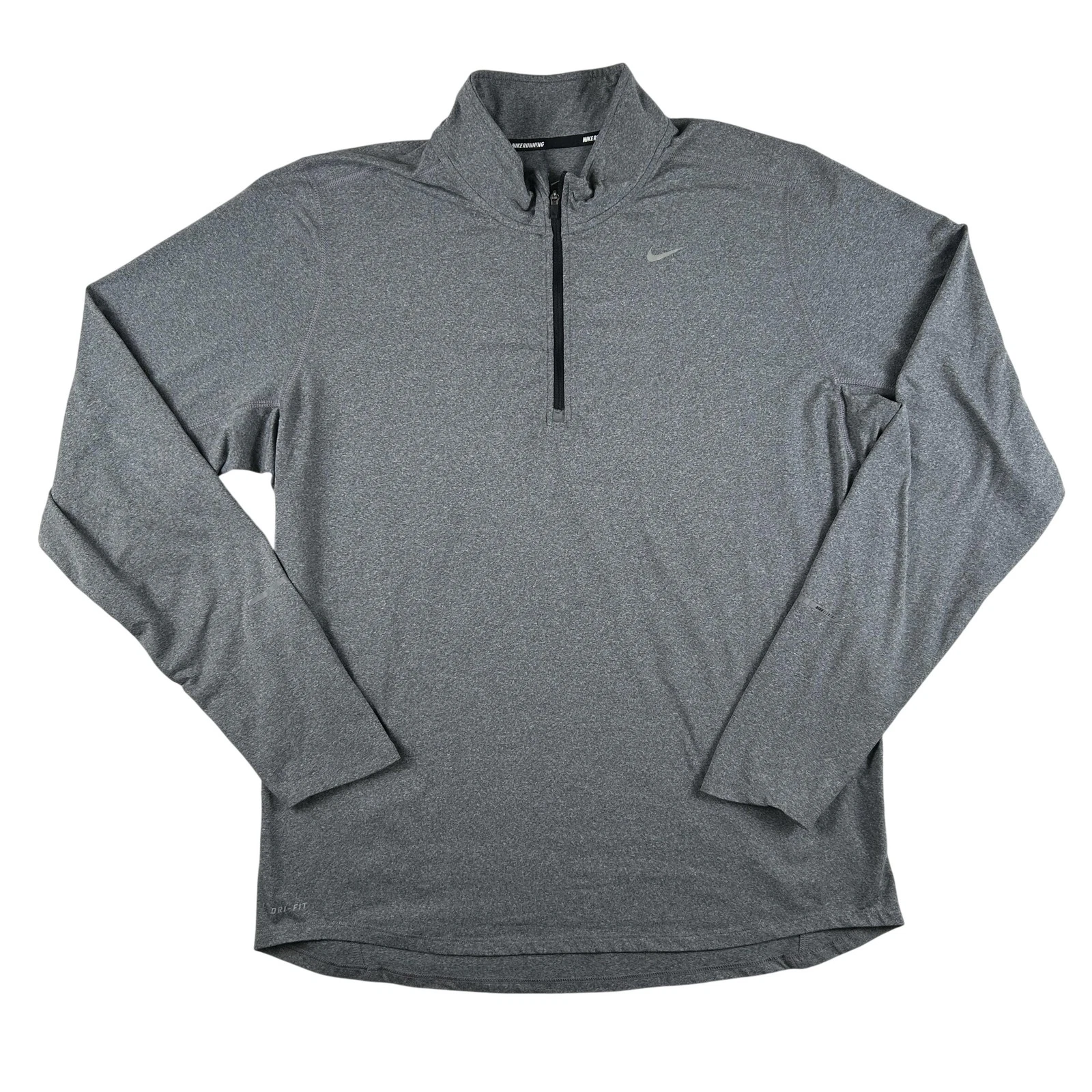 Nike Dri-FIT Element Shirt Mens Large Gray 1/4 Zip Mock Neck Running Athletic