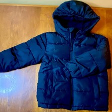 Boys Size XS 4-5 Puffer Jacket Swiss Tech Black Hooded Pockets Fleece Lined Zip