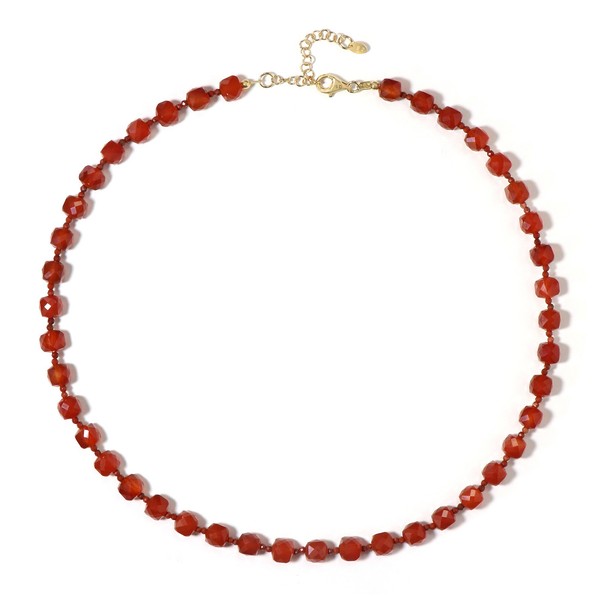 Cavill Halskette Roter Onyx 925 Silber Vergoldet 101,34Ct Perlen Elegant-image