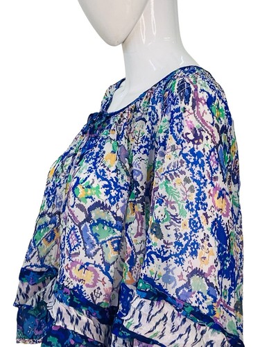 Isabel Marant Women's Haut Vozina Blue Paisley Printed Blouse Tunic Top L 38 - Picture 7 of 20