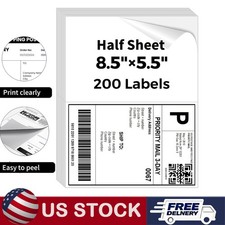 8.5x5.5 Shipping Labels Half Sheet Self Adhesive 2 Per Sheet for Laser  Inkjet