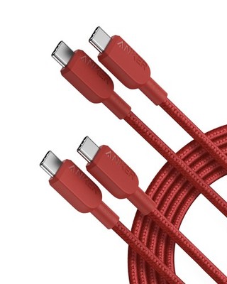 Anker USB C auf C Kabel (2er Pack, 10FT), 240W Typ-C Schnellladen 3M+3M, Rot 