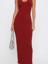 Stunning red evening maxi dress. Cotton & polyester blend. #maxi # Size small.
