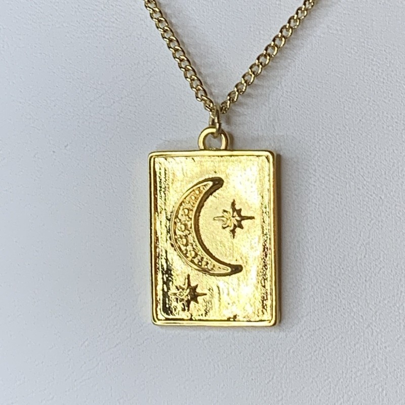 New-mayamar-24k Heavy Gold Plated Moon Stars Charm Necklace 20in - Product main view