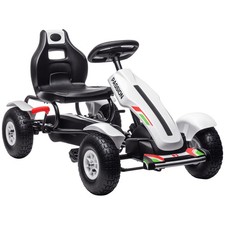 HOMCOM Children Pedal Go Kart w/ Adjustable Seat, Inflatable Tyres - White