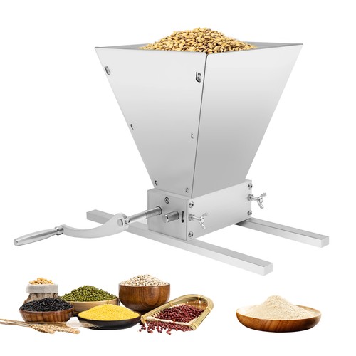 Grain Mill Homebrew Barley Grinder Malt Crusher Brewer 2 Roller with Hopper USA