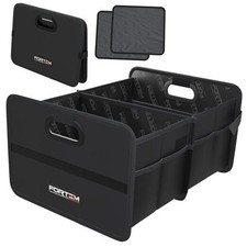 FORTEM Car Trunk Organizer, Collapsible Two Compartment Organizer, Large Black