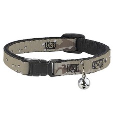 Cat Collar Breakaway with Bell Desert Camo Tans/Browns NARROW Fits 8.5-12"