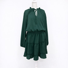 BTFBM Forest Green Long Sleeve Tiered Mini Dress Womens Size XL Boho Romantic