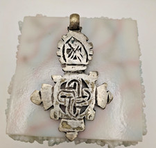 Ethiopian Coptic Cross Pendant Hand Cut Metal Religious Christians 2.5 x 1.5"