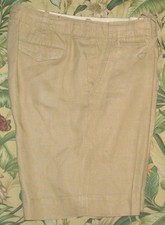 Vtg Polo RALPH LAUREN Tan Linen Silk 11" Shorts 38
