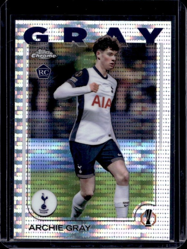 2024-25 Topps Chrome UEFA Archie Gray RC Pulsar Refractor Rookie #170 Tottenham