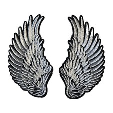 2pc Silver Wings Patch - Angel Wings Patch - Embroidered Iron On Patches