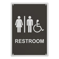 Restroom Sign, 8.5 x 11 in" OSHA Compliant ADA Unisex Family Assisted Sign