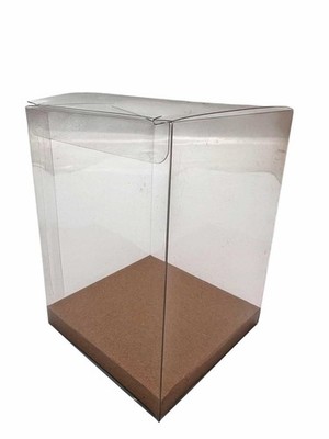 Clear Gift Box with Kraft Base   Display  3 1/2 x 3 1/2'' x 4 3/4'' Pack 24
