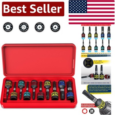 High-Performance 10-Piece Torx Bit Socket Set, T25-T80, Powder Coated Finish