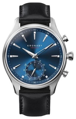 Kronaby Sekel Hybrid-Smartwatch (41 Mm), Blaues Zifferblatt / Schwarzes S3758/1