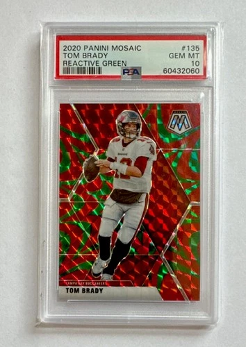 2020 Panini Mosaic Tom Brady #135 Reactive Green Mosaic Prizm PSA 10 Buccaneers