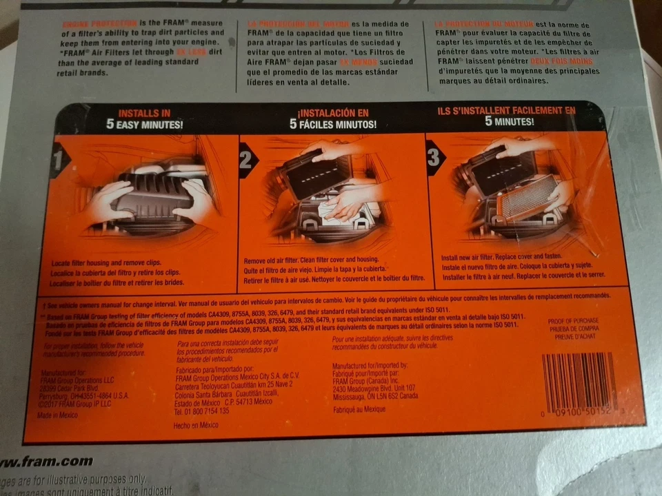 Filtro de aire del motor Fram CA3549 Foto 3 de 4
