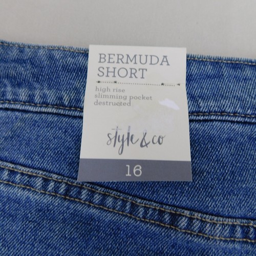 Style & Co High Rise Frayed Hem Ripped Denim Bermuda Shorts 16, Santa Ana #8052 - Picture 6 of 9