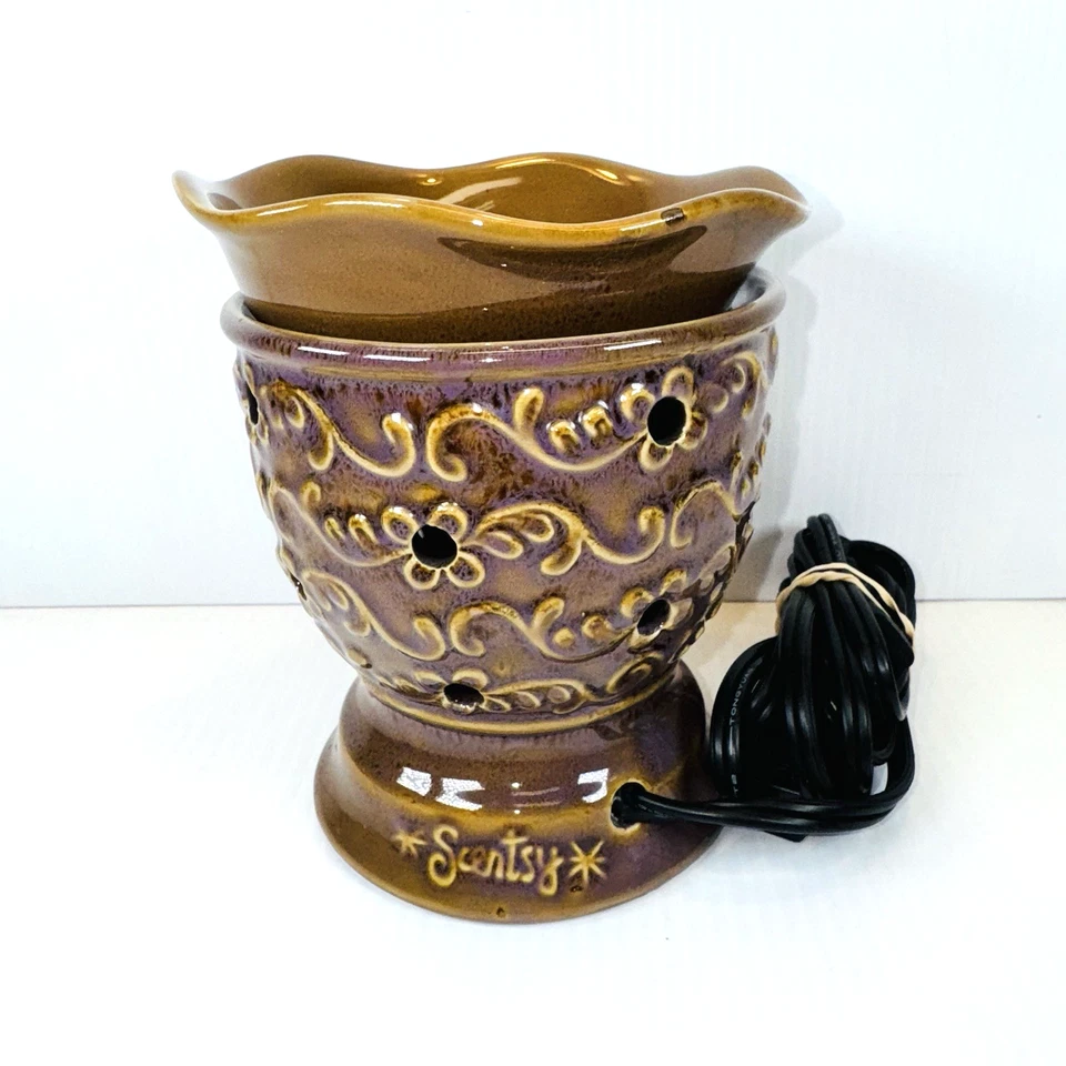 Aquecedor de cera Scentsy TORINO - Estilo country roxo e marrom - Excelente estado usado - Imagem 3 de 4