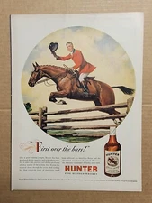 NOSTALGIC Print Ad Advertisement 1946 Hunter Whiskey Equestrian Jump 1st Over 