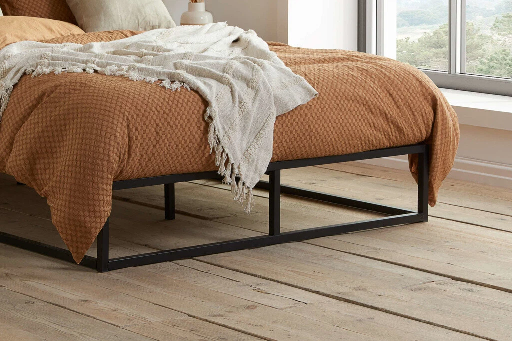 NEW Contemporary Loft Platform Strong Metal Black Bed Frame 3ft 4ft 4ft6 5ft