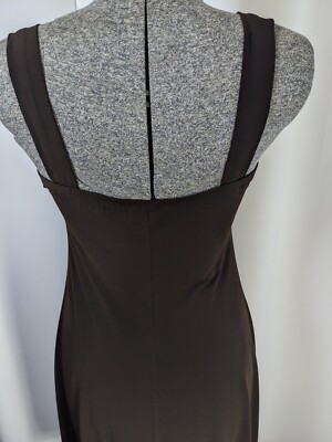In Focus Brown Wrap Top Empire Dress Padded Bra Insert Beaded Embellished  Sz 8P | eBay