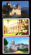 Vintage Swap  Cards - Buildings x 3 (USA BLANK BACKS)