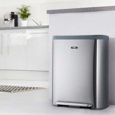 Dual Recycling Pedal Bin 60L 2 Comartment Kitchen Rubbish Dustbin in 3 Colours