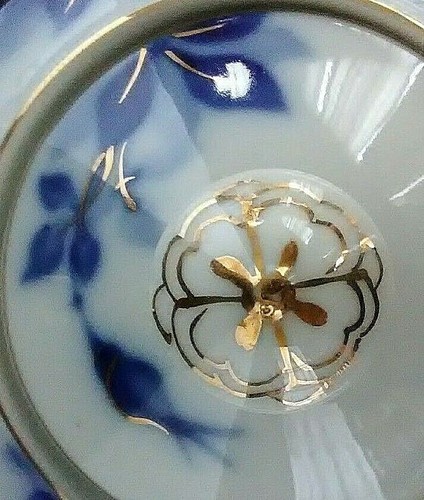 Sahne Zucker Vintage Porzellan Blau Weiß Floral Goldrand Gold China Co Japan - Bild 4 von 10