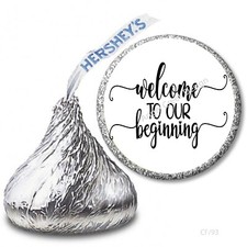 108 Welcome to Our Beginning Wedding Favors Hershey Kiss Stickers Candy Wrappers