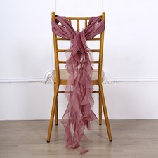 Mauve Premium Curly Chiffon CHAIRS Covers Cap SASHES Bows Ties Wedding Home