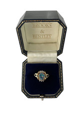 Mosaic Opal Doublet Diamond and Sapphire Ring 9ct Gold Opal Doublet Ring -Size R