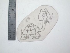 vtg 1960s Tattoo acetate stencil Pop Culture Smoking Bucktooth Turtle signed MX