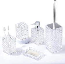 Clear Bathroom Accessories Set 6 pcs Acrylic Decor Gift - 