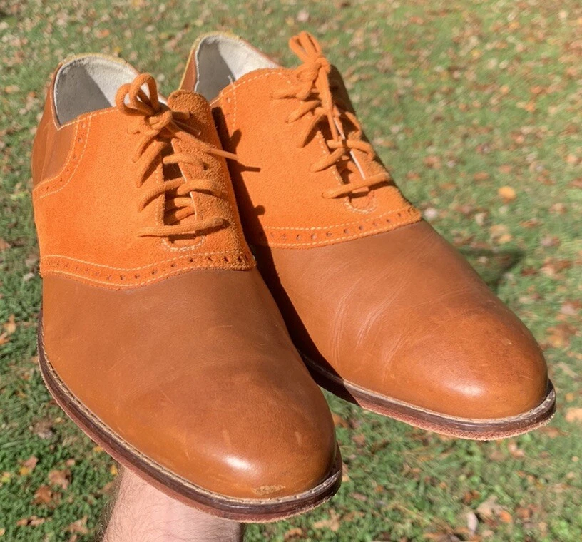 Taglia 12 Oxford Cole Haan bicolore colorblock NikeAir C09918 marrone arancione lime