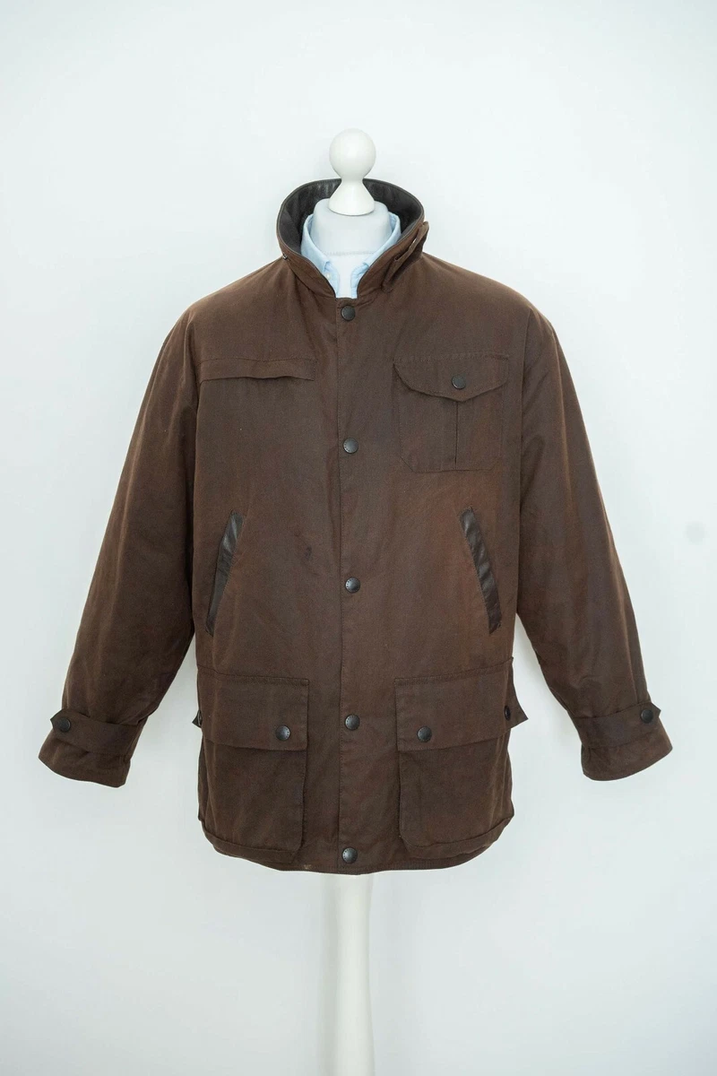 Men's BARBOUR A1557 DROVERS Waxed Brown Jacket Wax Coat Size L - GT  Automotive