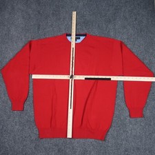 Tommy Hilfiger Mens Large Sweater Red Long Sleeve Elastic Openings