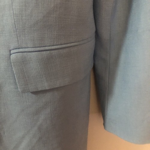 Zara Med Blue Lined Double Breasted Viscose Linen Blazer Size L NWT - Picture 8 of 8