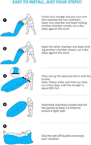 Inflatable Lounger Waterproof Nylon Air Sofa for Pool, Beach Traveling, Camping - Picture 3 of 7
