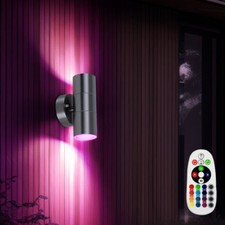 Wandleuchte Außenleuchte Wandlampe RGB LED Fernbedienung dimmbar Edelstahl grau