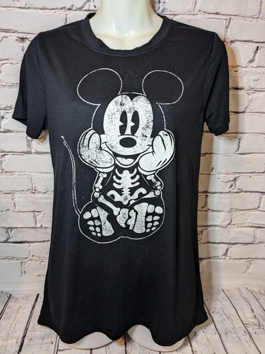 Disney Mickey Mouse Glow In The Dark Shirt. Size M   Halloween Skeleton - Picture 1 of 3