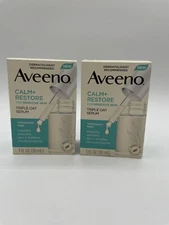 2x Aveeno Calm + Restore For Sensitive Skin Triple Oat Serum 1oz #833