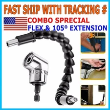 Right Angle Drill Adapter Flexible Shaft Extension Bits & Screwdriver Hold 1/4" 