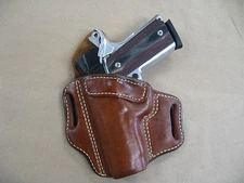  OWB Leather 2 Slot Pancake Belt Holster For Springfield EMP Cmpt 1911 TAN LEFT
