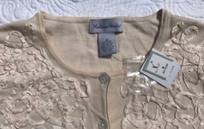 Madison Studio Silk Blend Ribbon Cardigan Sweater sz M NWT CREAM