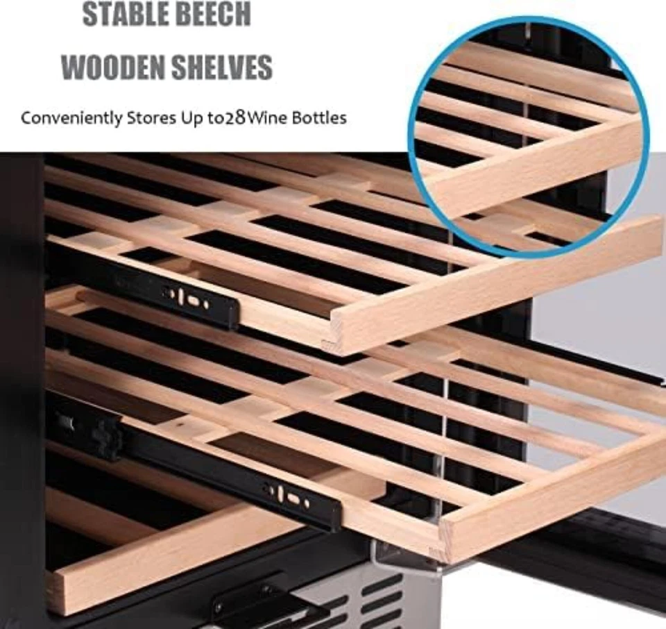 Enfriador de vino de doble zona 28 botellas refrigerador de bebidas cerveza mini refrigerador Foto 4 de 4