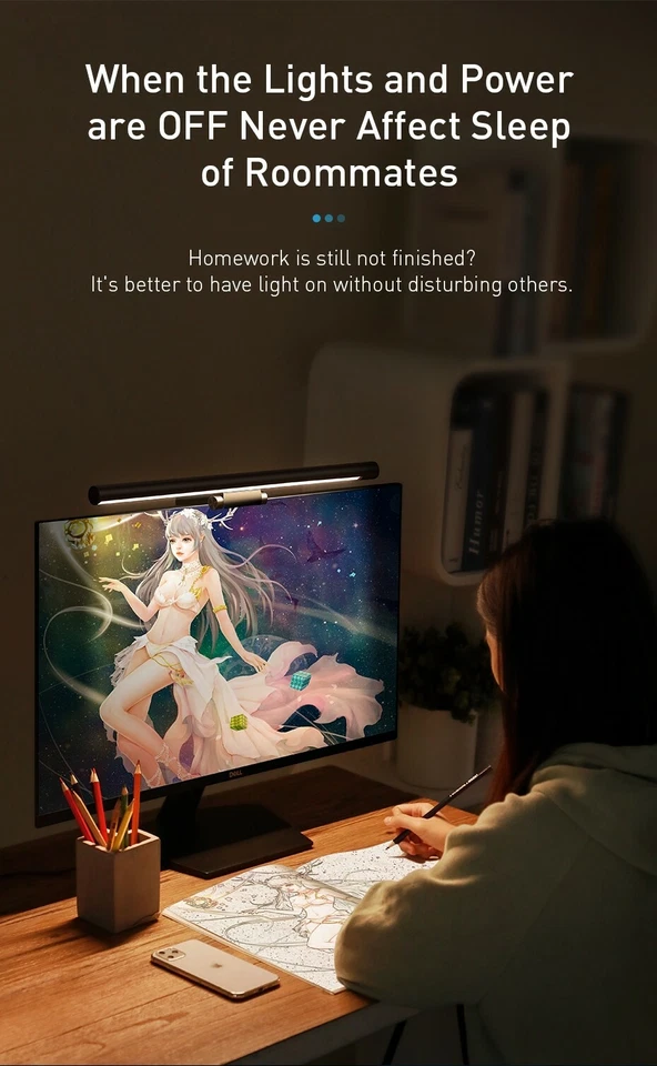 Baseus Screenbar LED Stepless Dimming Screen Bar Hanging Light Desk Monitor Lamp - image 2 of 4