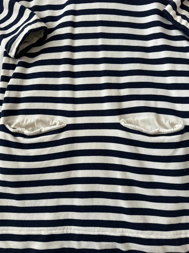 Lazy Oaf Navy Stripe Breton Eyeball Sweat Dress Pockets Size Small - Image 3 of 4